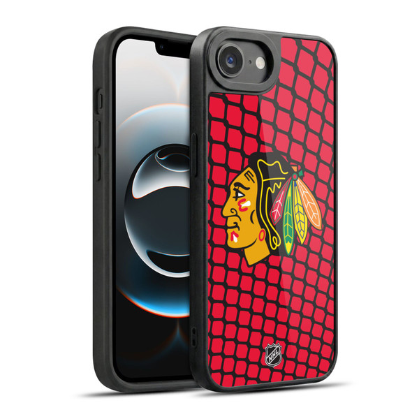 NHL Chicago Blackhawks Net Pattern Gel Armour Case For Apple iPhone 16e / Apple iPhone 17e