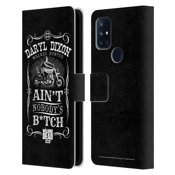AMC The Walking Dead Daryl Dixon Biker Art Motorcycle Black White Leather Book Wallet Case Cover For OnePlus Nord N10 5G