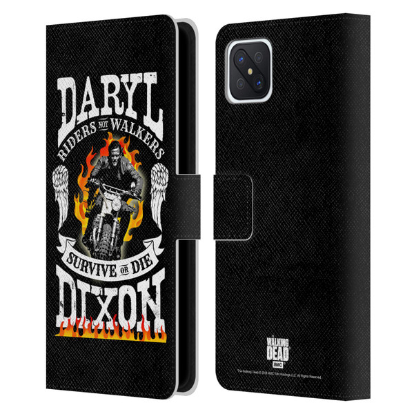 AMC The Walking Dead Daryl Dixon Biker Art Motorcycle Flames Leather Book Wallet Case Cover For OPPO Reno4 Z 5G