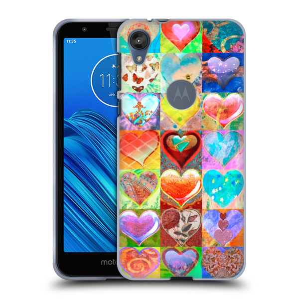 Aimee Stewart Colourful Sweets Hearts Grid Soft Gel Case for Motorola Moto E6