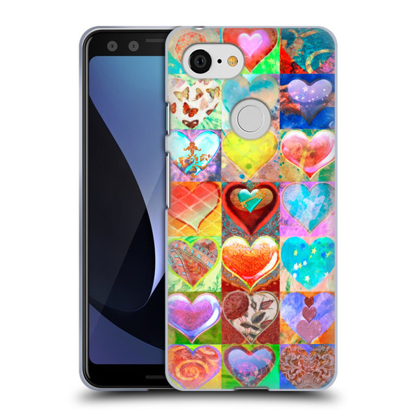Aimee Stewart Colourful Sweets Hearts Grid Soft Gel Case for Google Pixel 3