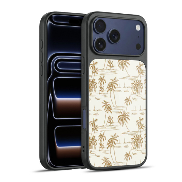 Anis Illustration Mix Pattern Beach Beige Gold Gel Armour Case For Apple iPhone 17 Pro Max