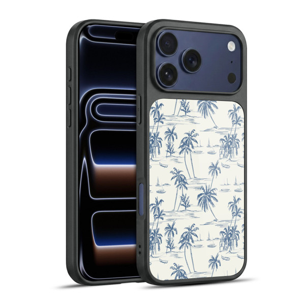 Anis Illustration Mix Pattern Blue Beach Bold Gel Armour Case For Apple iPhone 17 Pro Max