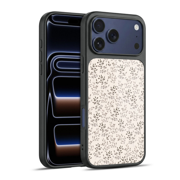 Anis Illustration Mix Pattern Tiny Leaves Beige Gel Armour Case For Apple iPhone 17 Pro Max