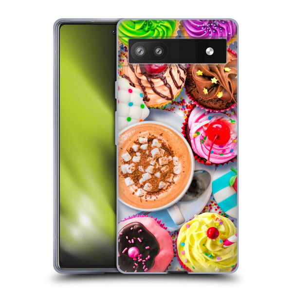 Aimee Stewart Colourful Sweets Cupcakes And Cocoa Soft Gel Case for Google Pixel 6a