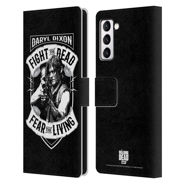 AMC The Walking Dead Daryl Dixon Biker Art RPG Black White Leather Book Wallet Case Cover For Samsung Galaxy S21+ 5G
