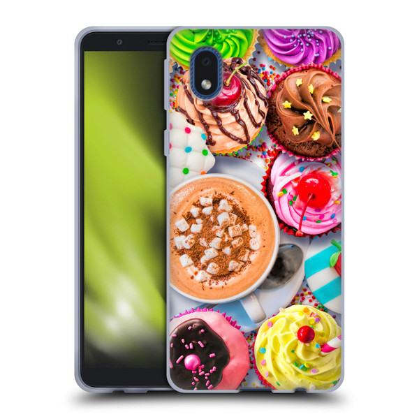 Aimee Stewart Colourful Sweets Cupcakes And Cocoa Soft Gel Case for Samsung Galaxy A01 Core (2020)