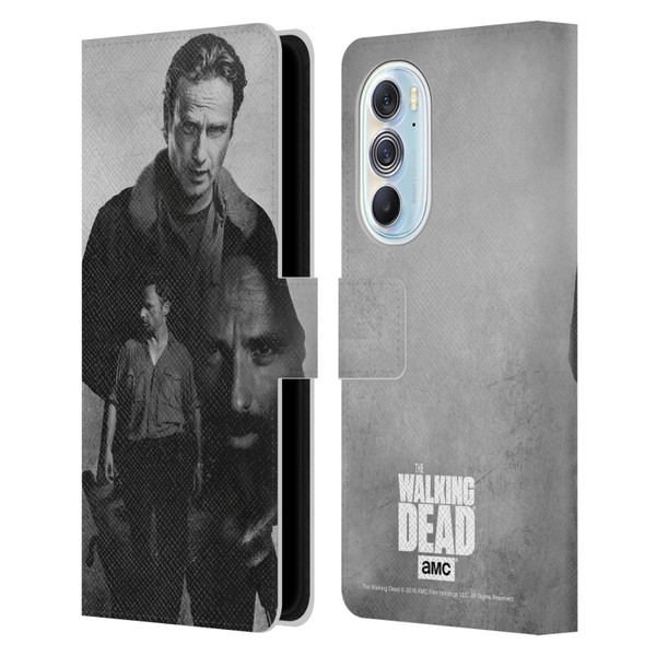 AMC The Walking Dead Double Exposure Rick Leather Book Wallet Case Cover For Motorola Edge X30