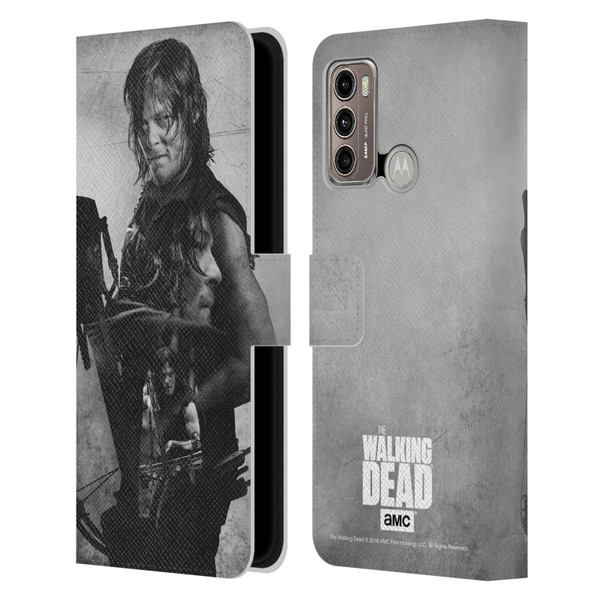 AMC The Walking Dead Double Exposure Daryl Leather Book Wallet Case Cover For Motorola Moto G60 / Moto G40 Fusion