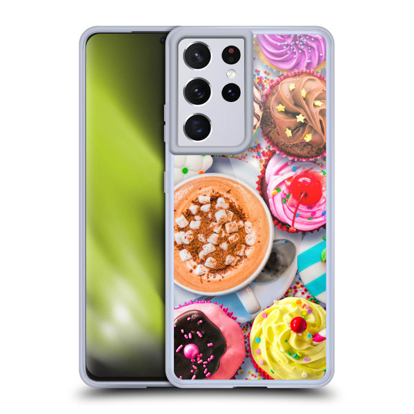 Aimee Stewart Colourful Sweets Cupcakes And Cocoa Soft Gel Case for Samsung Galaxy S21 Ultra 5G