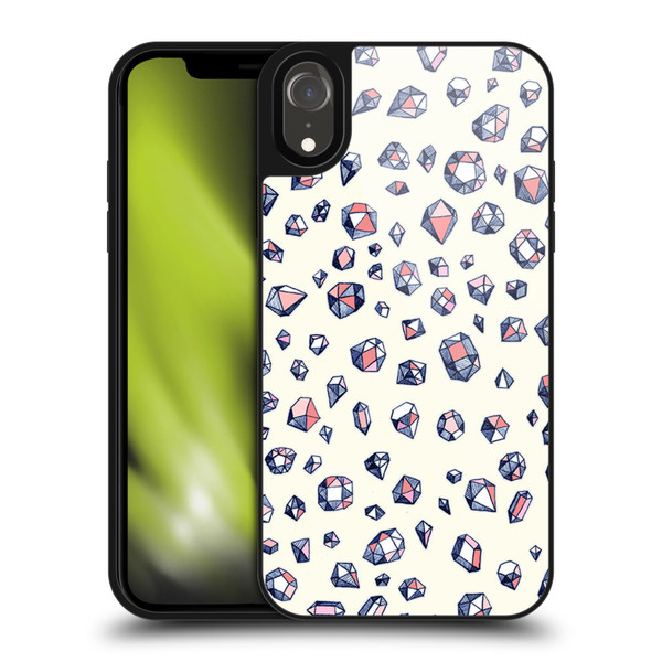 Micklyn Le Feuvre Patterns Navy and Coral Crystals Gel Armour Case For Apple iPhone XR