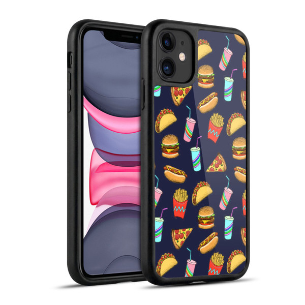 Micklyn Le Feuvre Patterns 2 Fast Food On Navy Gel Armour Case For Apple iPhone 11