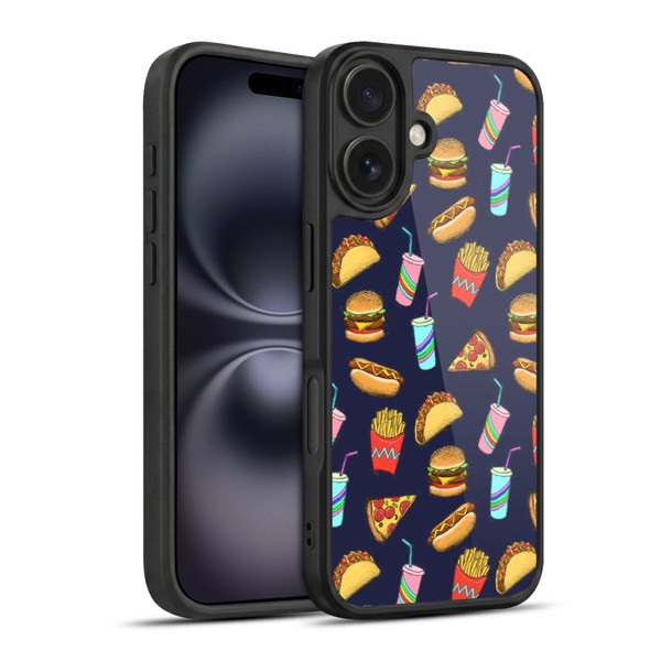 Micklyn Le Feuvre Patterns 2 Fast Food On Navy Gel Armour Case For Apple iPhone 16