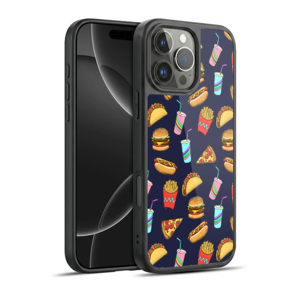 Micklyn Le Feuvre Patterns 2 Fast Food On Navy Gel Armour Case For Apple iPhone 16 Pro Max