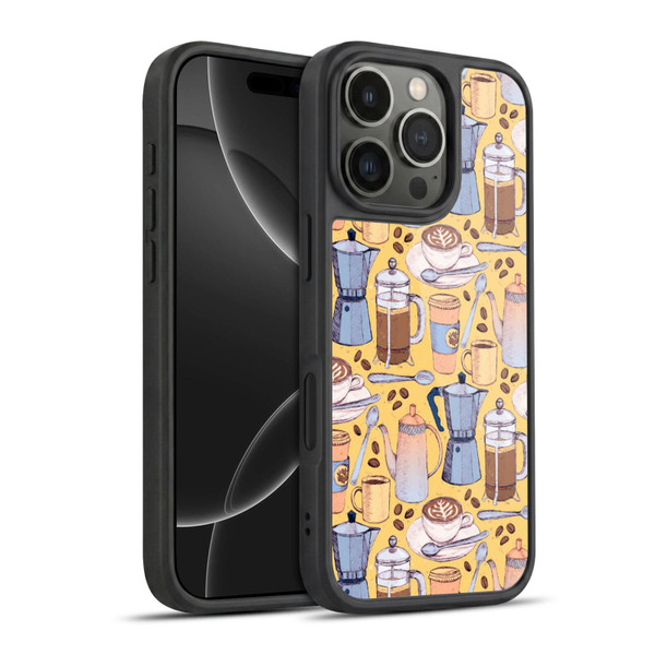 Micklyn Le Feuvre Patterns 2 Coffee Love On Yellow Gel Armour Case For Apple iPhone 16 Pro