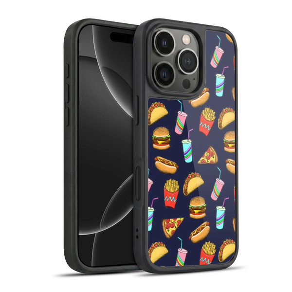 Micklyn Le Feuvre Patterns 2 Fast Food On Navy Gel Armour Case For Apple iPhone 16 Pro
