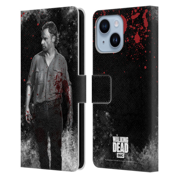 AMC The Walking Dead Gore Rick Grimes Leather Book Wallet Case Cover For Apple iPhone 14 Plus