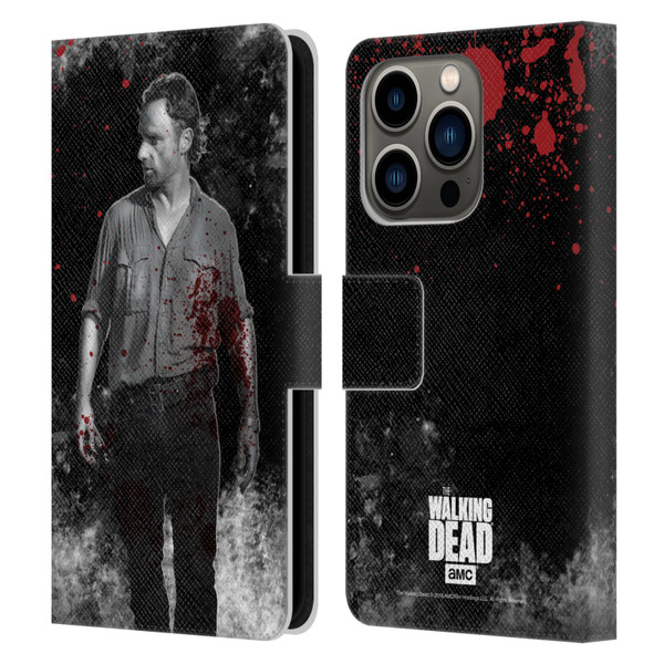 AMC The Walking Dead Gore Rick Grimes Leather Book Wallet Case Cover For Apple iPhone 14 Pro