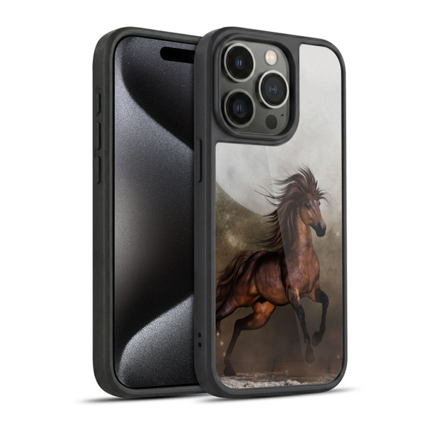 Simone Gatterwe Horses Brown Gel Armour Case For Apple iPhone 15 Pro