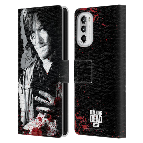 AMC The Walking Dead Gore Wounded Hand Leather Book Wallet Case Cover For Motorola Moto G52