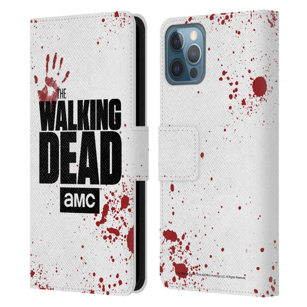 AMC The Walking Dead Logo White Leather Book Wallet Case Cover For Apple iPhone 12 / iPhone 12 Pro
