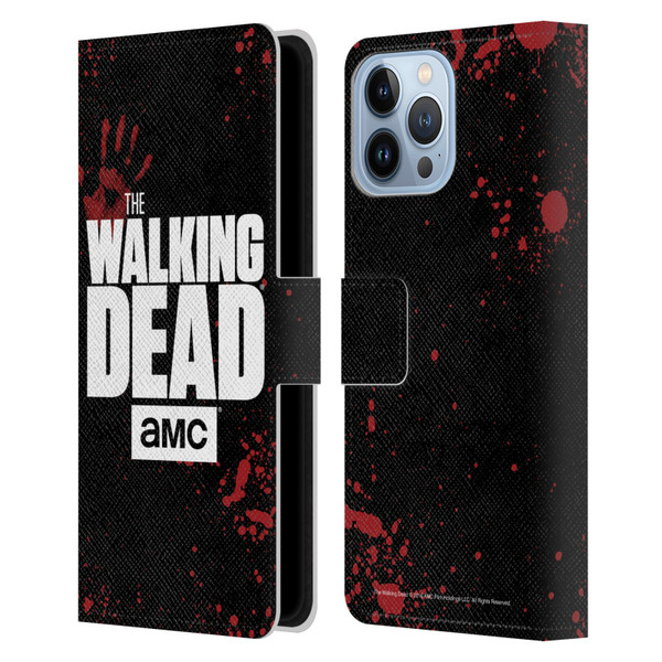 AMC The Walking Dead Logo Black Leather Book Wallet Case Cover For Apple iPhone 13 Pro Max