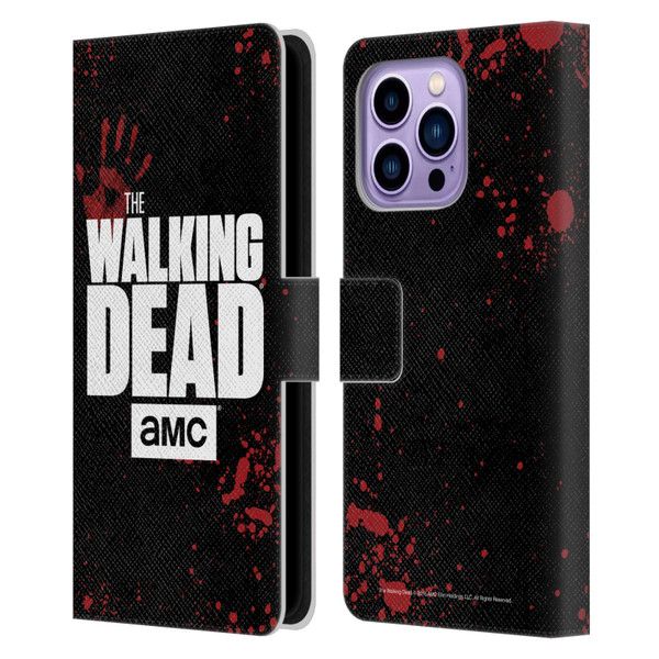 AMC The Walking Dead Logo Black Leather Book Wallet Case Cover For Apple iPhone 14 Pro Max
