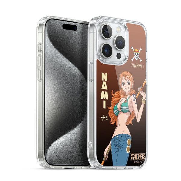 One Piece Graphic Art Nami Soft Gel Case for Apple iPhone 15 Pro