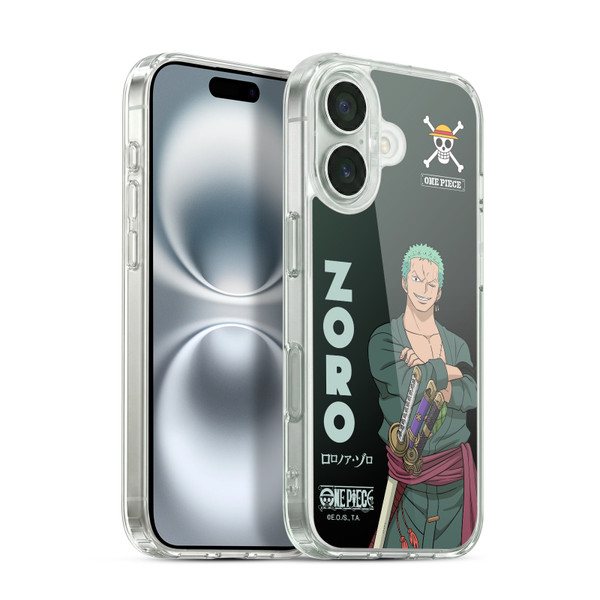 One Piece Graphic Art Roronoa Zoro Soft Gel Case for Apple iPhone 16 & MagSafe
