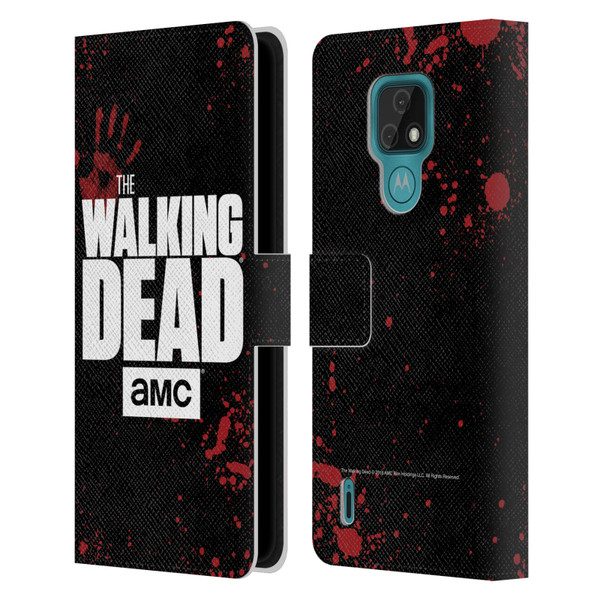 AMC The Walking Dead Logo Black Leather Book Wallet Case Cover For Motorola Moto E7