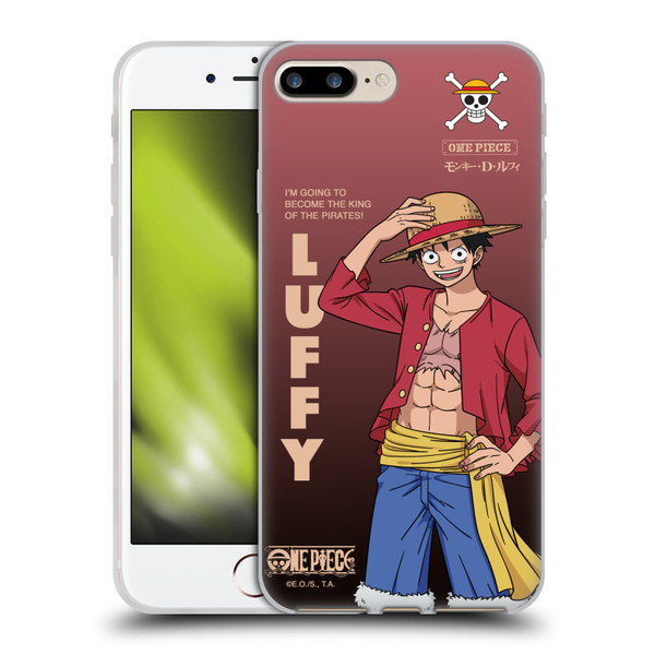 One Piece Graphic Art Monkey D. Luffy Soft Gel Case for Apple iPhone 7 Plus / 8 Plus