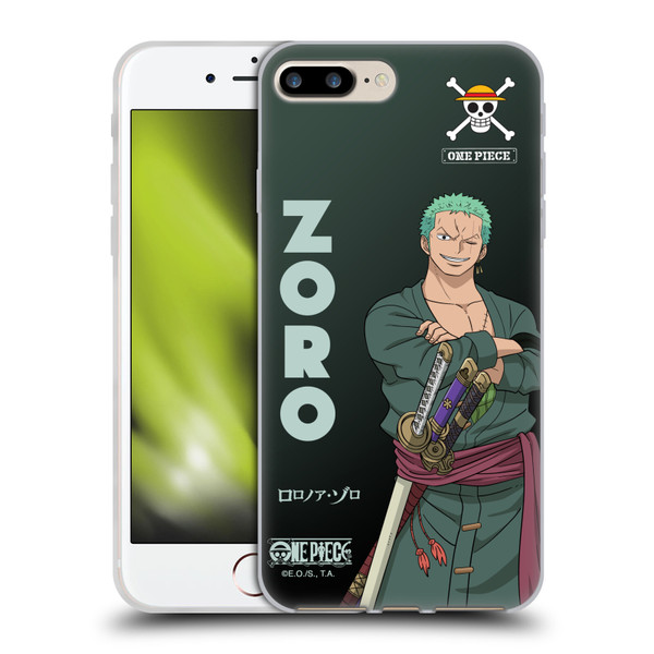 One Piece Graphic Art Roronoa Zoro Soft Gel Case for Apple iPhone 7 Plus / 8 Plus