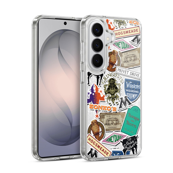 Harry Potter Locations Typography Logo Collage Soft Gel Case for Samsung Galaxy S26 Plus