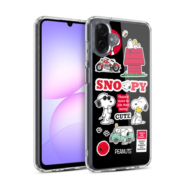 Peanuts Trends Snoopy Sticker Print Soft Gel Case for Samsung Galaxy A07 4G