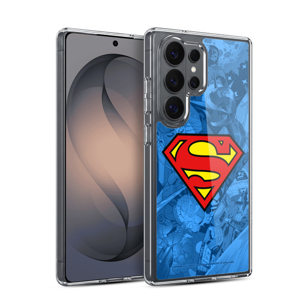 Superman DC Comics Comicbook Art Collage Soft Gel Case for Samsung Galaxy S26 Ultra