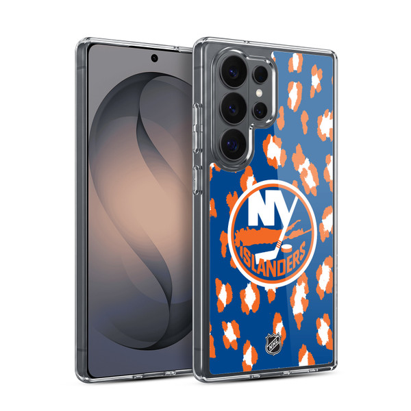 NHL New York Islanders Leopard Pattern Soft Gel Case for Samsung Galaxy S26 Ultra