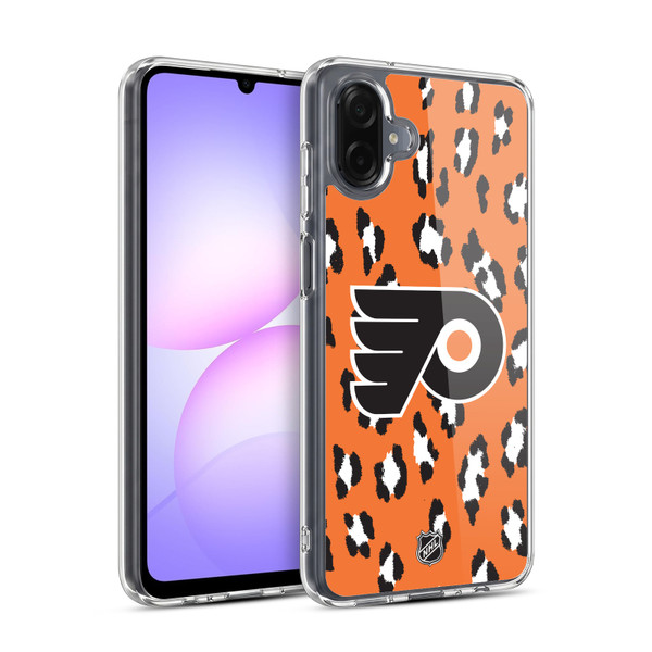 NHL Philadelphia Flyers Leopard Pattern Soft Gel Case for Samsung Galaxy A07 4G