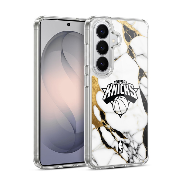NBA New York Knicks White Marble Soft Gel Case for Samsung Galaxy S26 Plus