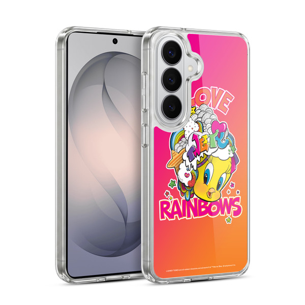 Looney Tunes Patterns I Love Rainbow Soft Gel Case for Samsung Galaxy S26