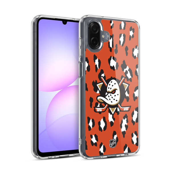 NHL Anaheim Ducks Leopard Pattern Soft Gel Case for Samsung Galaxy A07 4G