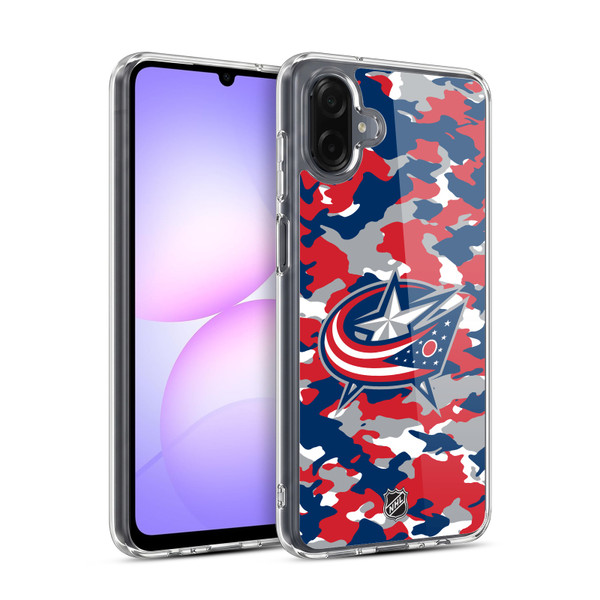 NHL Columbus Blue Jackets Camouflage Soft Gel Case for Samsung Galaxy A07 4G