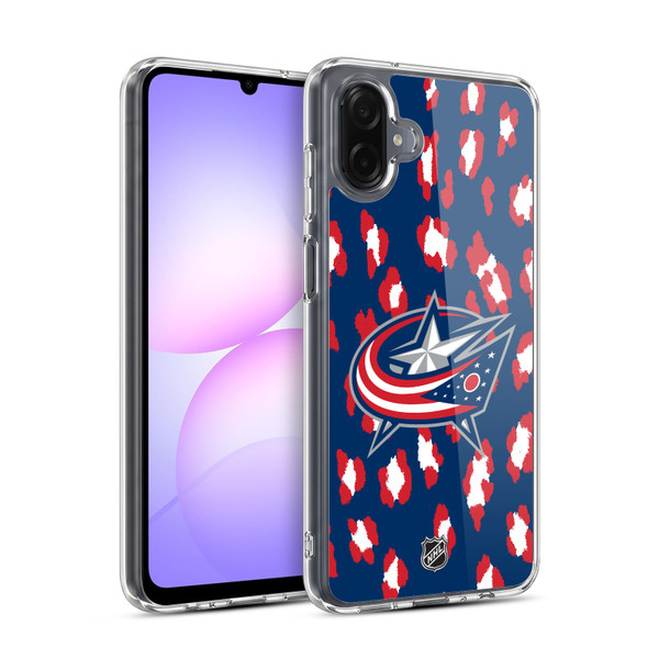 NHL Columbus Blue Jackets Leopard Pattern Soft Gel Case for Samsung Galaxy A07 4G