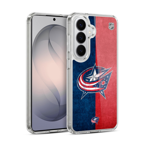 NHL Columbus Blue Jackets Half Distressed Soft Gel Case for Samsung Galaxy S26 Plus