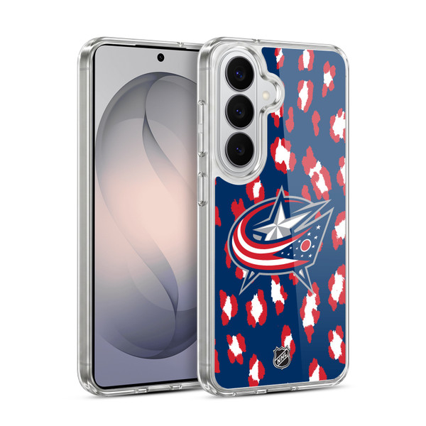 NHL Columbus Blue Jackets Leopard Pattern Soft Gel Case for Samsung Galaxy S26 Plus