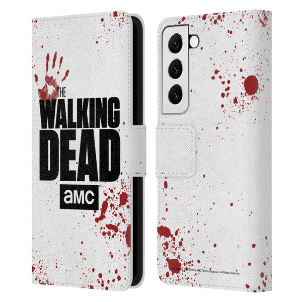 AMC The Walking Dead Logo White Leather Book Wallet Case Cover For Samsung Galaxy S22 5G