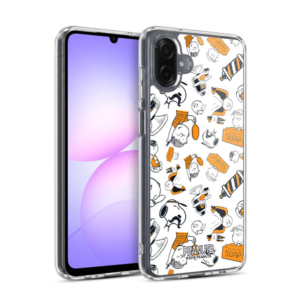 Peanuts Chuck's Barber Shop Pattern Soft Gel Case for Samsung Galaxy A07 4G