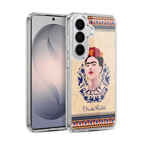 Frida Kahlo Portrait Navy Blue Soft Gel Case for Samsung Galaxy S26