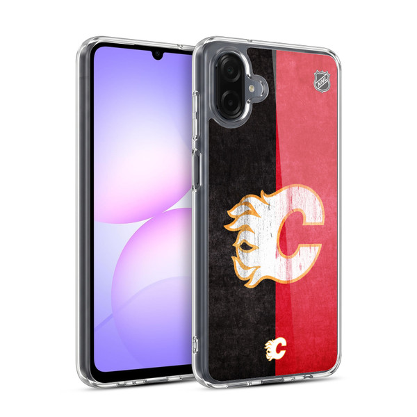 NHL Calgary Flames Half Distressed Soft Gel Case for Samsung Galaxy A07 4G