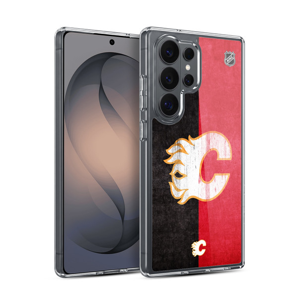 NHL Calgary Flames Half Distressed Soft Gel Case for Samsung Galaxy S26 Ultra