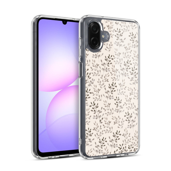 Anis Illustration Mix Pattern Tiny Leaves Beige Soft Gel Case for Samsung Galaxy A07 4G